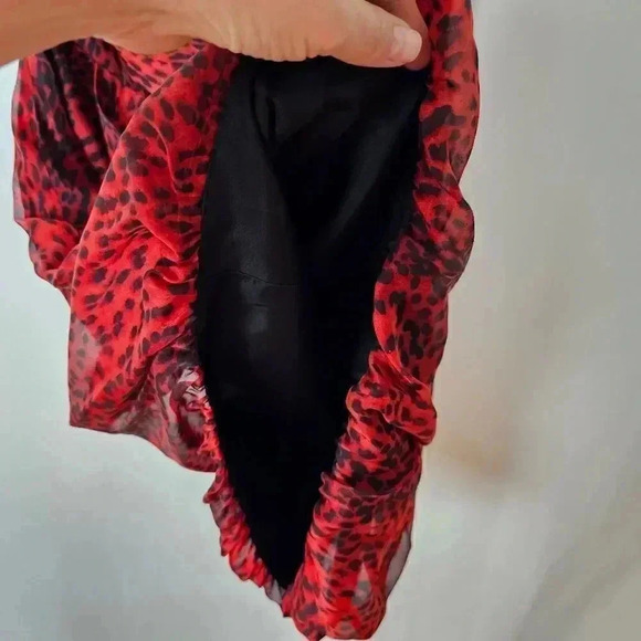 ♥ZARA Silk Red leopard strapless dress - Picture 5 of 14